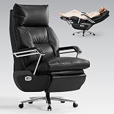 OKUP&reg; M80A Dual Motor Electric Executive Office Chair with Heat Massage Ventilation, Comfortable Reclining Office Chair Wide Seat, Ergonomic Leather Home Office Desk Chair (Black,Multi-Functionality)