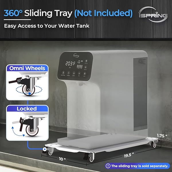 ISPRING RCD100 5-STAGE COUNTERTOP REVERSE OSMOSIS SYSTEM, INSTANT HOT RO WATER DISPENSER WITH UV, 2.5:1 PURE TO DRAIN, 100 GPD PORTABLE WATER FILTRATION SYSTEM, 4 TEMPERATURE OPTIONS, PLUG AND PLAY