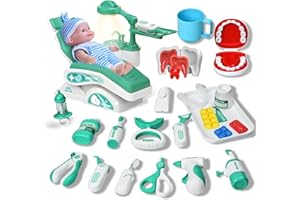 COOLFOX Dentist Play Set for Kids Toddlers - 28 Pieces Pretend Play Set of Teeth and Dental Accessories, Preschool Role Play Birthday Festival Present for Ages 3 4 5 6 7 8 9 Year Old Child Boy Girl