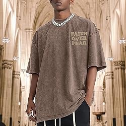 Kelxjia Christian Shirts for Men Faith Over Fear