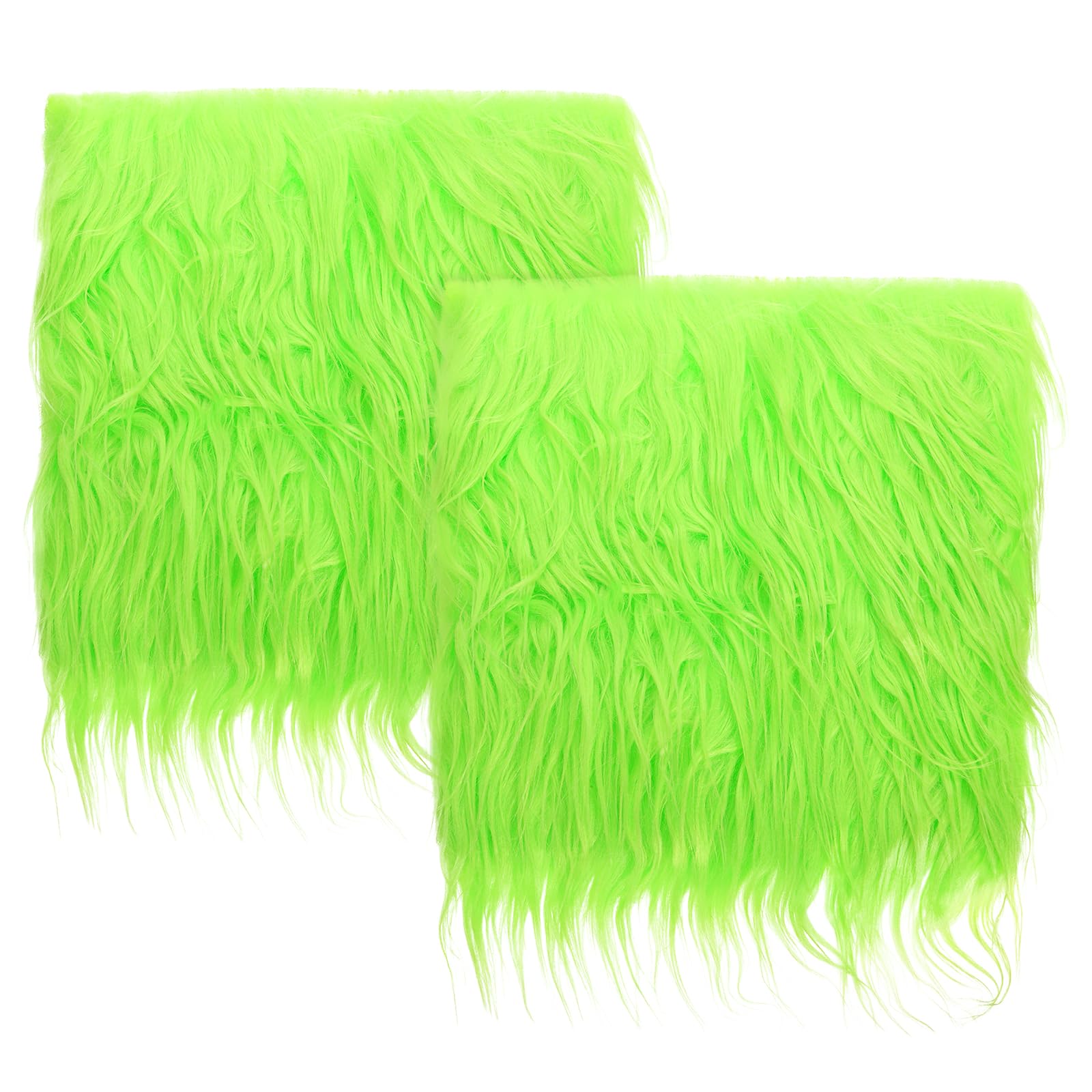 PATIKIL Plush Faux Fur Fabric Square, 2 Pcs 10" x 10" Fluffy Faux Fur Patches Cuts for DIY Crafts Christmas Halloween Gnome Beard, Green