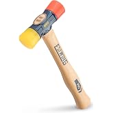 ESTWING Rubber Mallet, 12oz Red &amp; Yellow Mallet, DFH12 | Made in USA, Triple Wedge Construction, Built For The Pro, Multi-Use Mallet, Genuine Hickory Handle