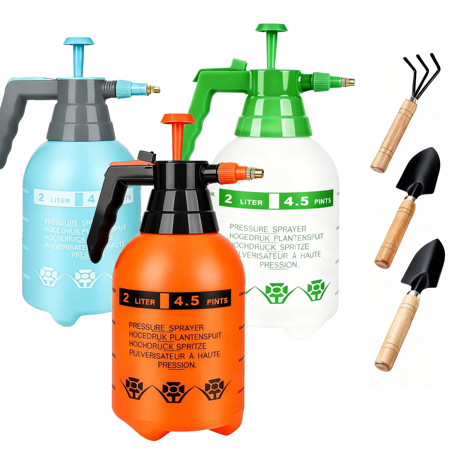 Photo 1 of 3 Pcs 1/2 Gallon Pump Sprayer Plastic, Handheld Pressure Sprayer, Garden Pump Sprayer Bottle with Adjustable Nozzle for Plants, Cleaning, Household Tasks, (Mixedcolor)