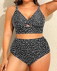 Plus Size Two Piece Swimsuits - Women High Waisted