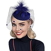 Fascinator Hats for Women Tea Party Veil Feather Fancy Pillbox Hat 20s 50s