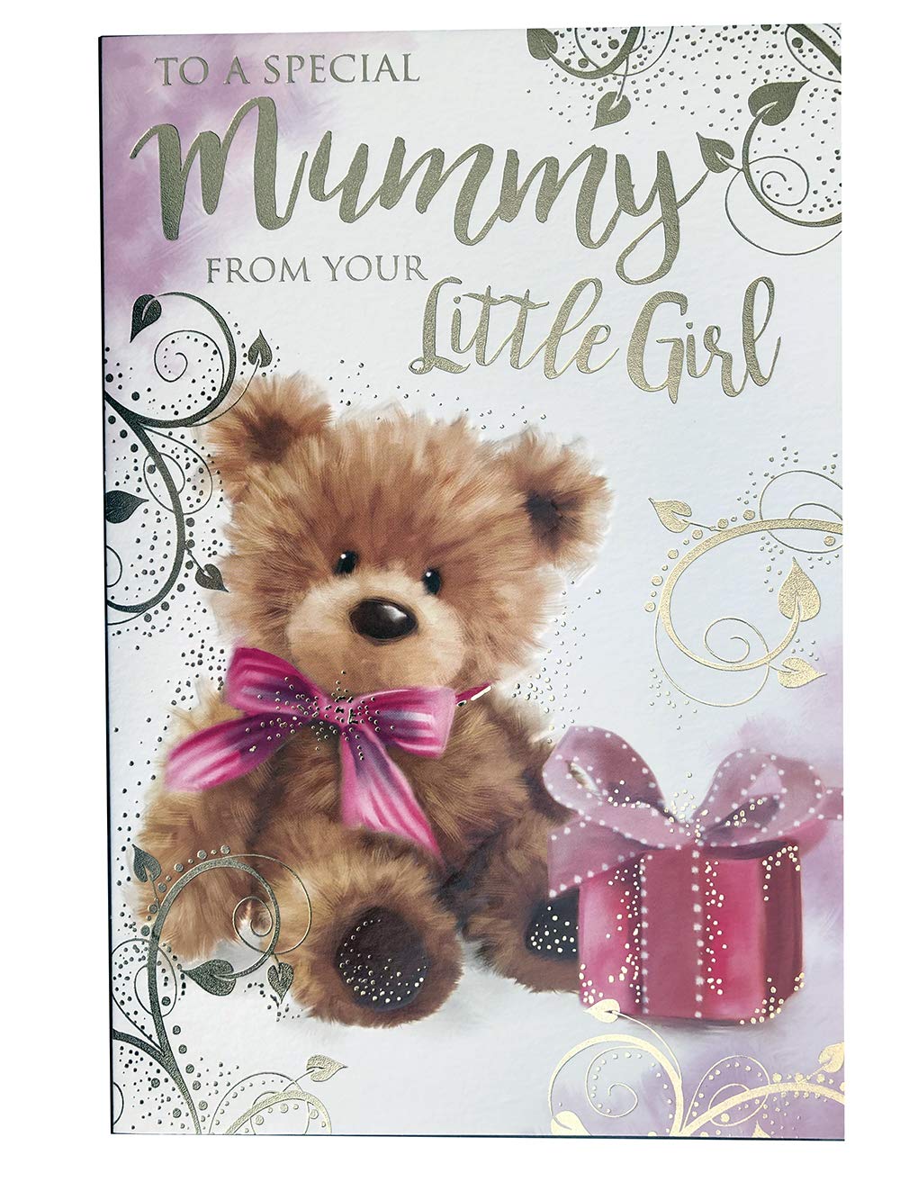 Mummy from Your Little Girl Bear & Present Design Birthday Card Lovely Verse