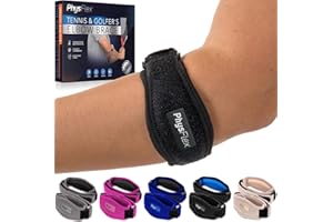 PhysFlex 2-Pack Elbow Brace for Men & Women, Adjustable Tennis & Golfer's Elbow Support Strap for Tendonitis Pain Relief - Co