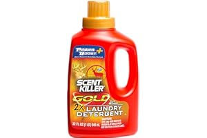 Scent Killer Gold Scent Free Laundry Detergent for Hunting Gear with Power Boost Plus Odor Eliminator, 32 Fluid Ounces
