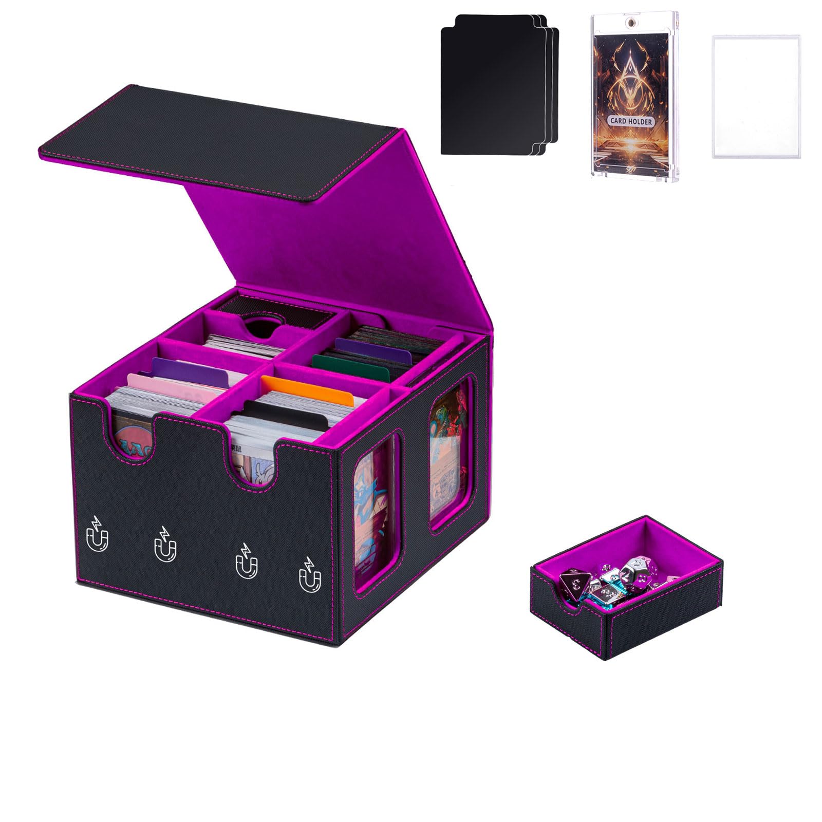Photo 1 of Pink moon MTG Commander Deck Box Card Storage Box 400+ Sleeveless Trading Card Deck Box Card box with Dice Tray?3 Dividers &2 Toploaders