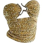 SweatyRocks Women's Sparkly Sequin Cut Out Corset Tube Top Y2k Strapless Fitted Rave Bandeau Tops
