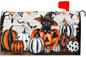BARNEOVA Halloween Mailbox Covers Magnetic Fall Pumpkin Mailbox Covers Magnetic Standard Size 18"" X 21"" Autumn Halloween Mailbox Post Cover Letter Box Cover Home Garden Decor for Outside Decoration, Black