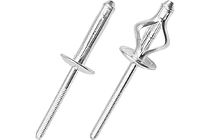 JIANDAXIN 50Pcs Tri-Fold Aluminum Blind Rivets,Tri Grip Exploding Assortment Bulb Style Pop Rivets for Automotive, Soft or Plastic Materials (Silver, 1/4"x1")