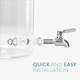 Navaris Glass Drinks Dispenser 5 Litre with Tap Beechwood Stand White view 4