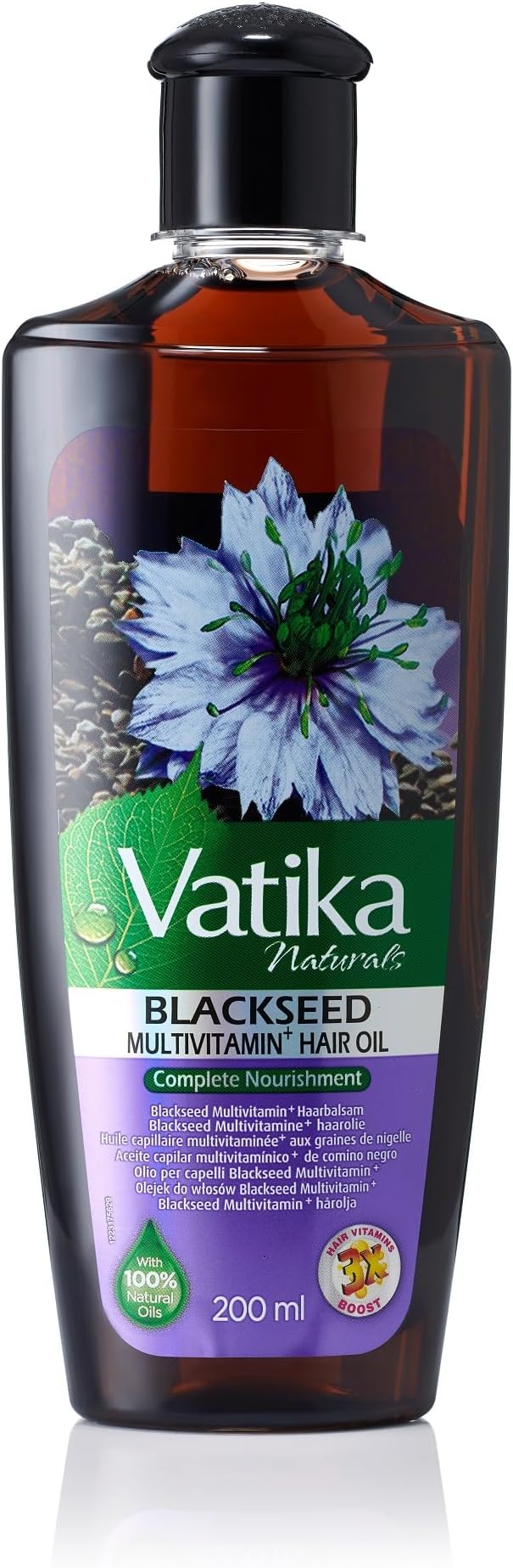 Vatika Naturals Multivitamin Black Seed Hair Oil 200ml for Strong Shine