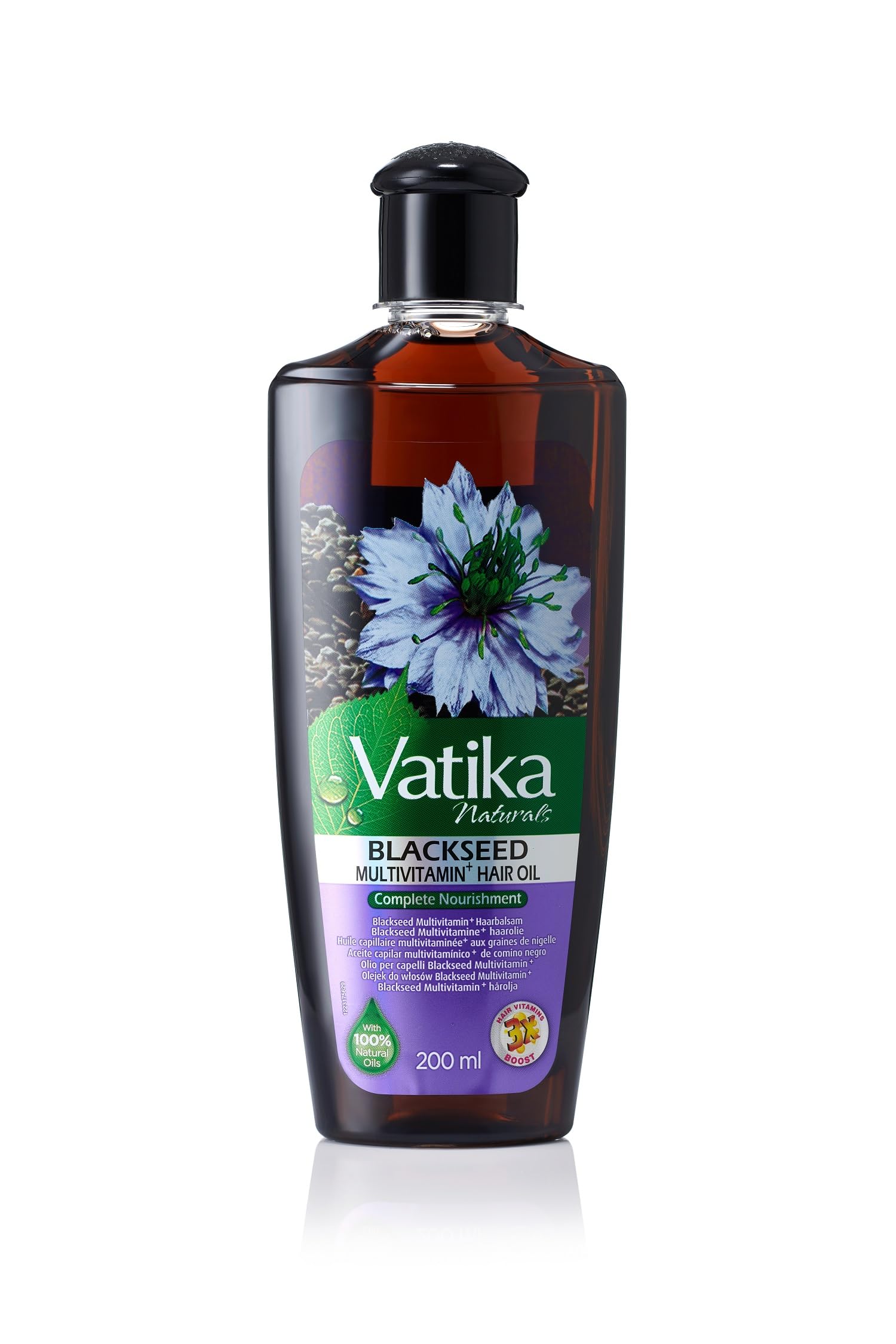 Vatika Naturals Black Seed Enriched Hair Oil 200 ml, Colourless