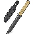 NedFoss BRAVE Fixed Blade Tactical Knife, 6.8" D2 Steel Full Tang Blade with Kydex Sheath, Desert G10 Handle, Camping Survival Outdoor Hunting Knife for Men & Women - Best Gift Idea