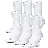 Gymreapers Crew Socks For Men & Women (6-Pack) – Long Moisture Wicking 100% Cotton Socks - Breathable Supportive Fit Socks