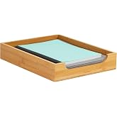 Mind Reader Paper Tray, Desktop Organizer, File Storage, Modern, Office, Bamboo, 10.25"L x 12.5"W x 2.25"H, Brown
