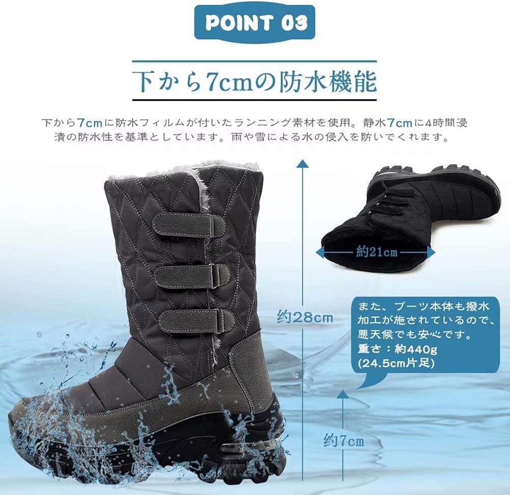 Amazon Zanyeing 7cm身長up スノーブーツ レディース ダウンブーツ エアクッション 柔らかい レインブーツ 裏起毛 超防寒 雪靴 マジクテープ 防水 防滑 軽量 ロングブーツ キルティング 中綿 長靴 ウインターブーツ Zanyeing ブーツ ブーティ