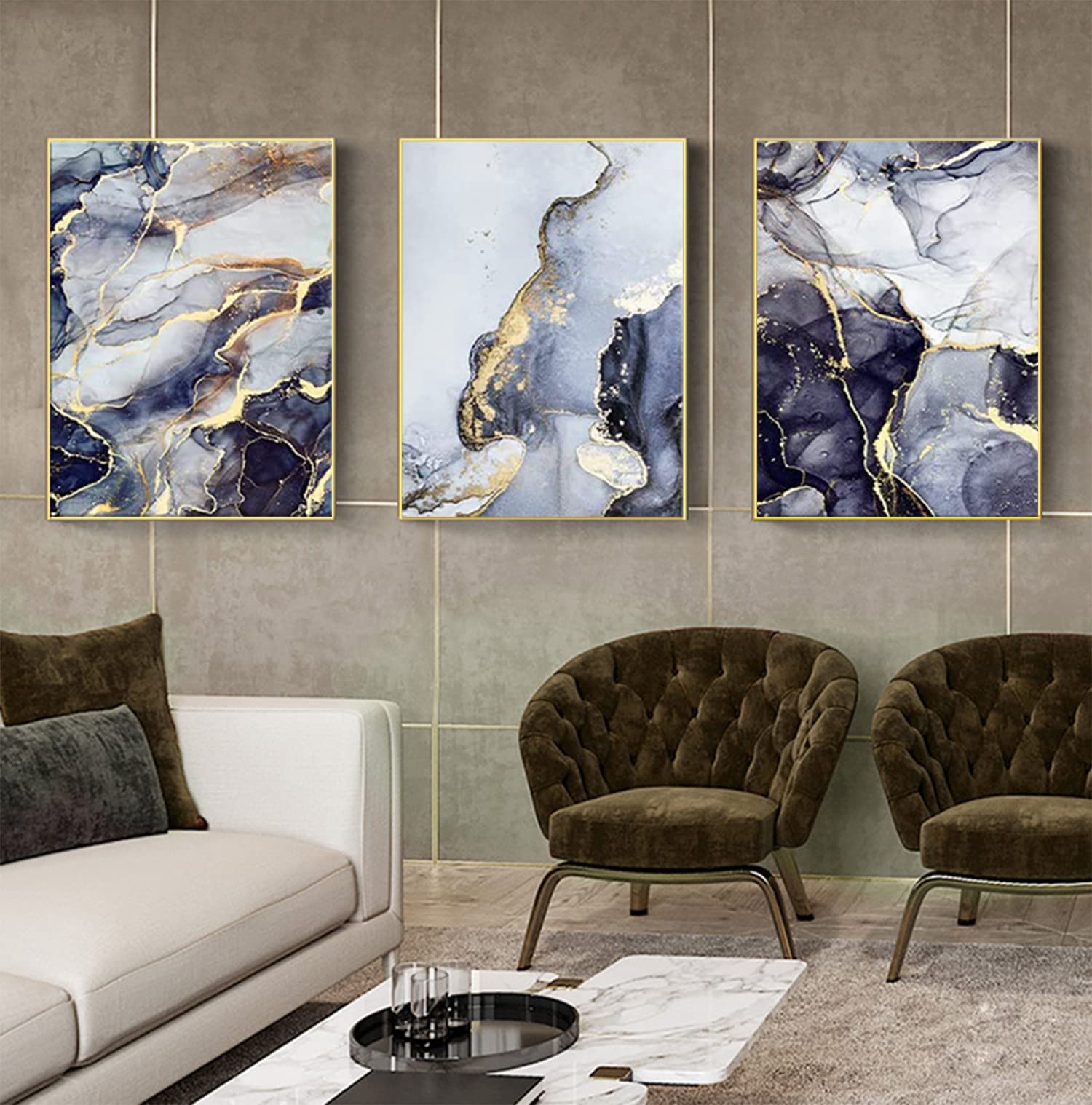 JNAOZI Luxury Liquid Marble Prints, Islamic Wall Art for Bedroom, Print Poster Artworks Without Frame (3.30 x 40 cm x 3) — image 1