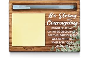 WAINVNIAW Christian Bible Verse Sticky Note Holder, Religious Note Holder, Joshua 1: 9 Christian Encouragement Inspirational Gifts for Women, Men, Coworkers, Friends, Self-Stick Note Pad Holders WPP33