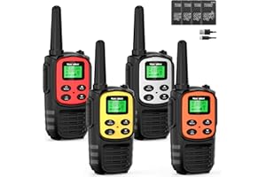 MaxTalker Walkie Talkies for Adults,Rechargeable Walkie Talkies Long Range,Two Way Radios with 22 FRS Channels,Li-ion Battery,USB-C Cable,Flashlight,NOAA,VOX Walkie Talkie for Camping 4 Pack