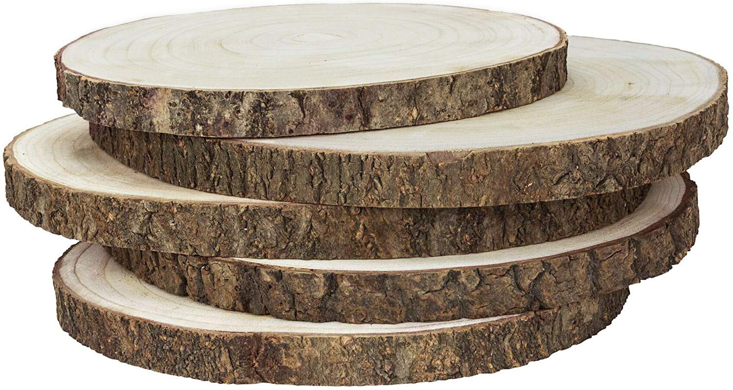 Karavella Large Wood Slices For Centerpieces 5 Pack Wood Centerpieces For Tables 11 To 13 Inches Rustic Wedding Centerpiece Natural Wood Slabs W Minor Cracks Bark Loss Buy Online