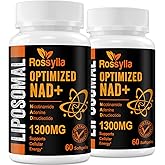 Rossylla 1300 MG Liposomal NAD+ Supplement | Highest Absorption | Purest NAD Supplemet to Boost NAD+ Effetively | Boosting NAD+ Supplement for Aging Defese, Cellular Energy, Longevity | 120 Count