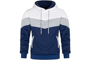 Keasmto Mens Hoodies Pullover Sweatshirt Color Block Fleece Long Sleeve Patchwork Casual Hoodie with Pockets