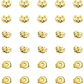30Pcs Earring Backs for Studs, 18K Gold Butterfly Shape Ear Backings Replacement Hypoallergenic Secure Screw Ear Safety Back for Pierced Locking Stud Earrings Small Yellow Earring Stopper for Post