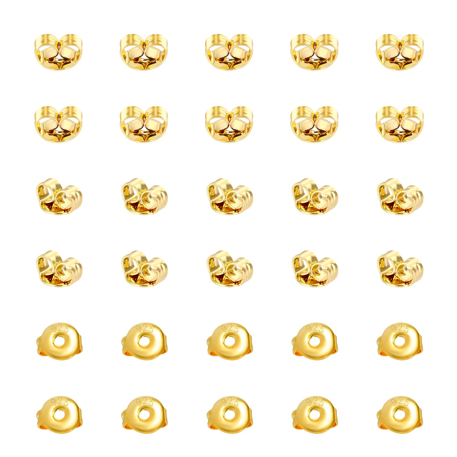 Photo 1 of 30Pcs Earring Backs for Studs, 18K Gold Butterfly Shape Ear Backings Replacement Hypoallergenic Secure Screw Ear Safety Back for Pierced Locking Stud Earrings Small Yellow Earring Stopper for Post