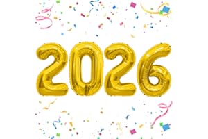 QIHOMPIB 2026 Gold Foil Numbers Balloons(40 Inch) Happy New Years Eve Party Supplies Senior 2026 New Year Graduation Balloons Decorations 20 26 Signs Props Birthday Anniversary Wedding Festival Ornament Decor