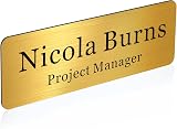 Brand EDSG Personalised Name Badges 1x3in Magnetic Engraved Tags Gold Design 1 view 1