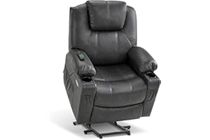 MCombo Electric Power Lift Recliner Chair Sofa with Massage and Heat for Elderly, Massage Chair with 3 Positions, Cup Holders