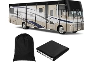 HFKJway Rv Covers for Roof Only: 210D Oxford Cloth Pop Up Camper Covers - Wind, Rain and Snow Proof - Waterproof, Black - 9.5m x 3m