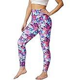 UIUO-UIPEU Women's Printed Yoga Pants with Pockets 7/8 Workout Leggings for Women Tummy Control Compression Leggings