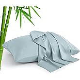 BEDELITE Pillow Cases Standard Size Set of 2, Rayon Derived from Bamboo, Cooling Pillow Cases for Hot Sleepers & Night Sweats, Breathable and Silky Soft Envelope Pillowcases(Haze Blue, 20"x26")