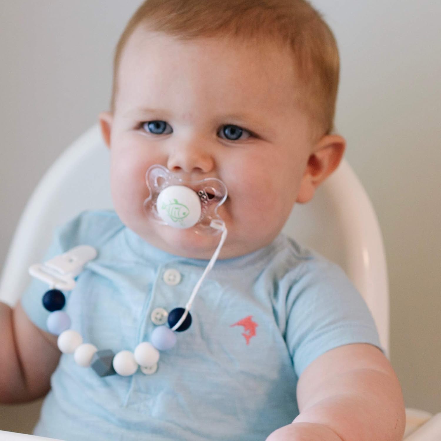 Babygoal Silicone Pacifier Clip, 2 Pack Pacifier Holders, Teething Beads with Pacifier Case for Boys and Girls Fits Most Pacifier Styles, Teething Toys 2GJL03-HZ : Baby