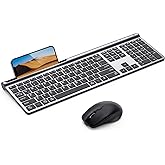 Samsers Wireless Multi-Device Dual-Mode Keyboard and Mouse Combo, Black | Full-Size Layout with Numeric Keypad, Bluetooth 5.0x2 +2.4G, Ultra Slim Silent, Compact Design, for MacOS/iOS/Android/Windows