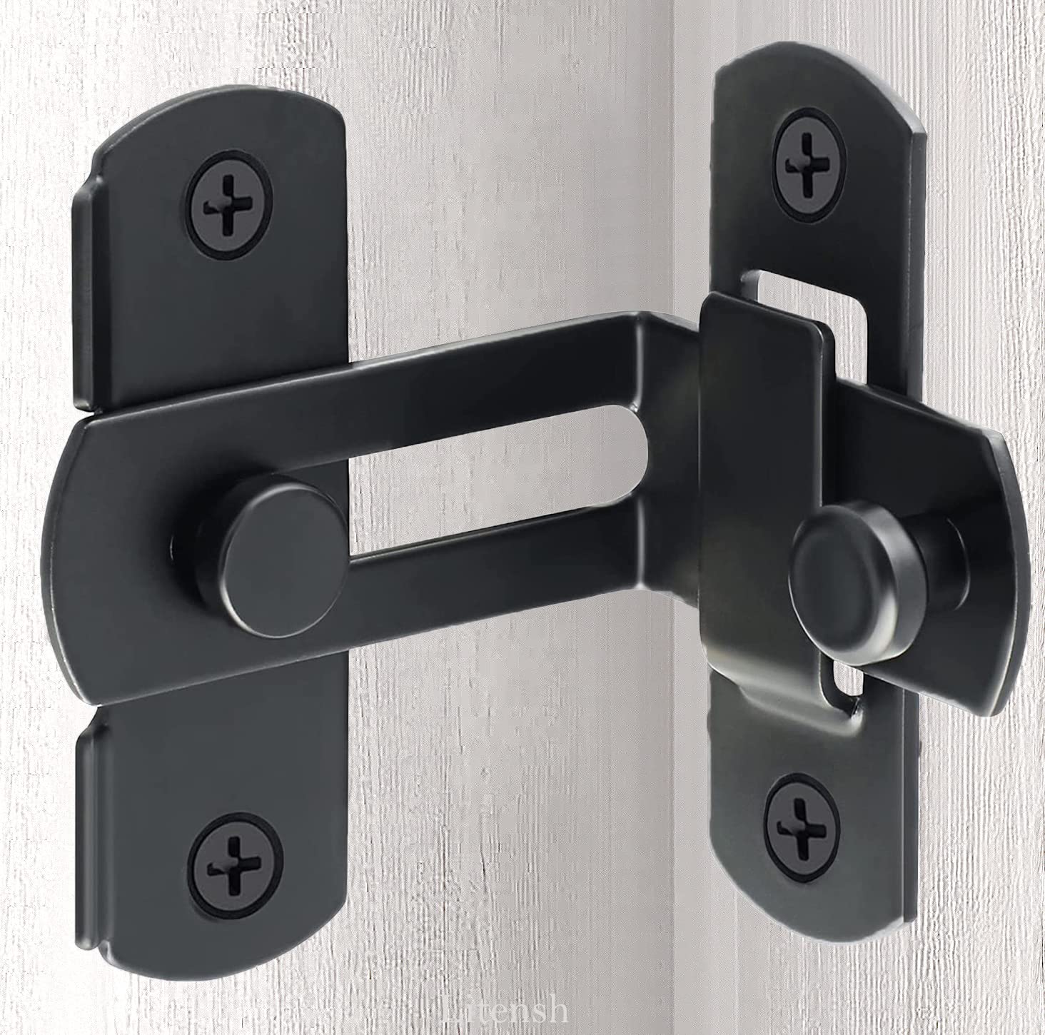 Litensh 90 Degree Right Angle Flip Sliding Stainless Steel Door Bolt Latch Lock for Gate Barn Window Wine Cabinet Bathroom Garage Garden Matte Black Finished