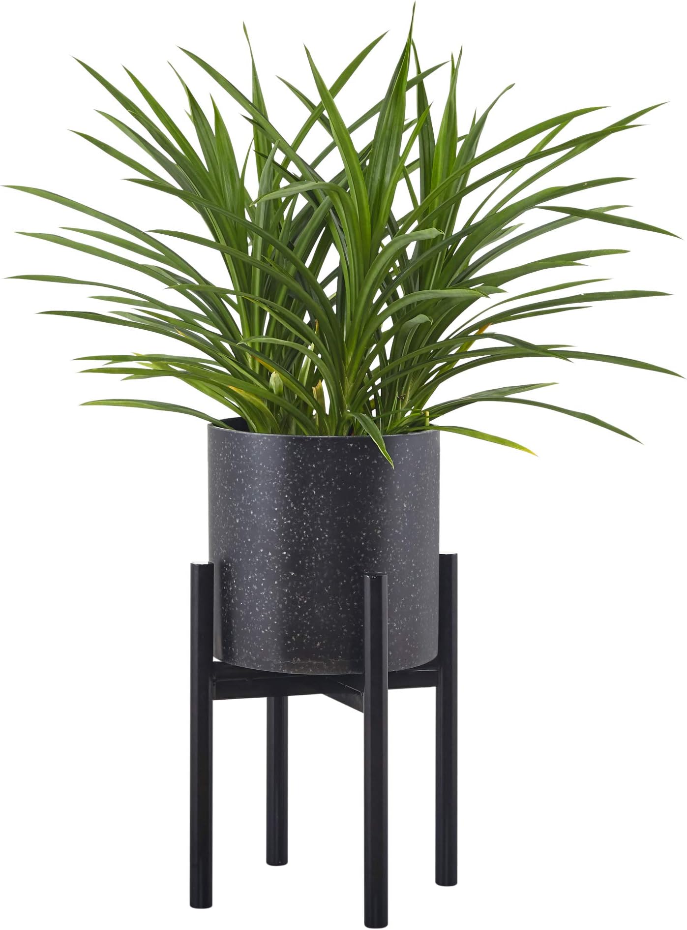 FaithLand Metal Plant Stand, Mid Century Planter Stand, Weather Resistant Potted Plant Holder, Black, Hold Up to 10 Inch Planter(Planter Not Included)