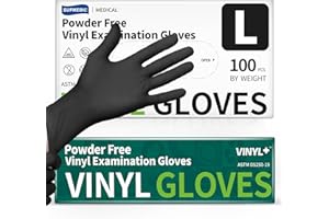 Supmedic Vinyl Disposable Exam Gloves, Black 4Mil Powder-Free Latex-Free Medical Food Safe Cooking Cleaning Glove 100 &1000Ct