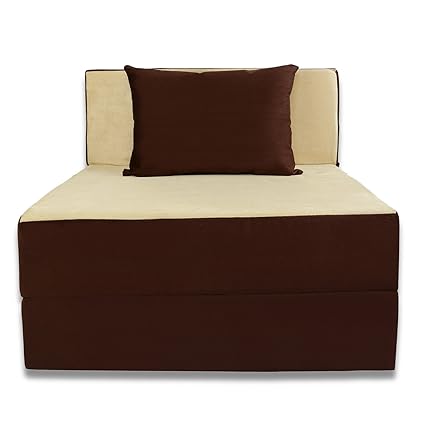 Adorn India Easy Single Seater Sofa cum Bed (Brown and Gold)
