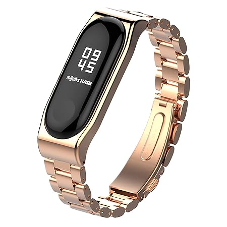 Mijobs Armband für Xiaomi Mi Band 3 Riemen Armband, Metall Edelstahl Armband Ersatz Band für Xiaomi Mi Band 3 (kein Host)