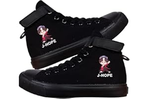 DHSPKN Kpop Jungkook Shoes Jimin High Top Sneakers Cartoon Image J-Hope Rap Monster Jin SUGA V Signature Canvas Shoes
