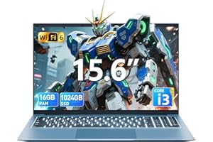 SGIN 15.6 Inch Laptops Computer, Win 11 Laptop, 16GB RAM 1024GB SSD Ordinateur Portable, Core i3 Processor, 180° Open Angle, 