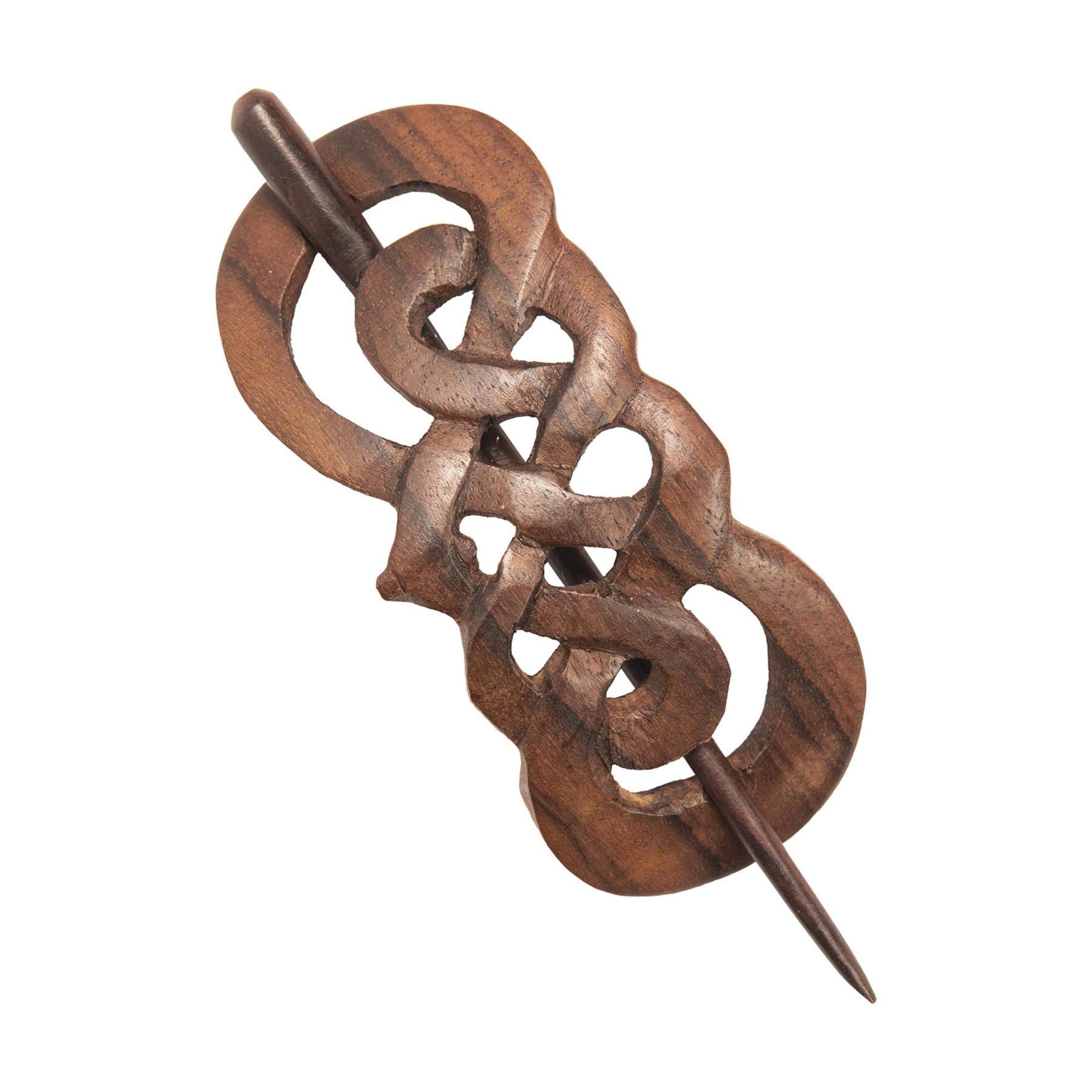 81stgeneration Carved Natural Wood Celtic Knot Hair Barrette - Boho Hairpin Hair Stick - Elegant Wooden Hair Pins for Women Wedding - Vintage Style Handmade Hair Accessories
