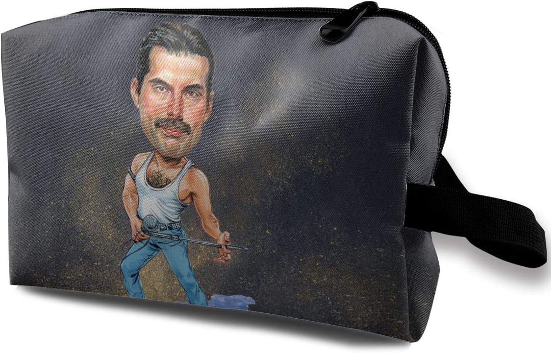 Latoshachase Women's Freddie Mercury Music Band WaterproofTravel Cosmetic Bag Makeup Clutch Pouch Zipper