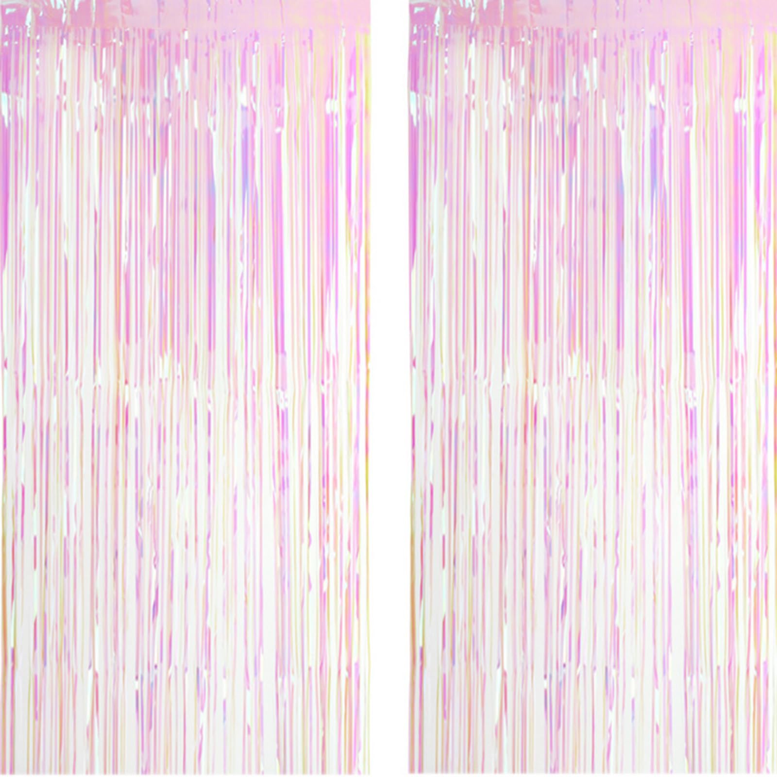 AILEXI 2 Pack 3.2ft*6.56ft Metallic Tinsel Curtains Foil Fringe Shimmer Streamers Curtain Door Window Decoration for Party Supplies - Transparent Multicolor