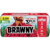 Brawny Tear-A-Square 3-Ply Paper Towels, 8 Triple Rolls = 24 Regular Rolls | Strong, absorbent, and durable to tackle any tough mess